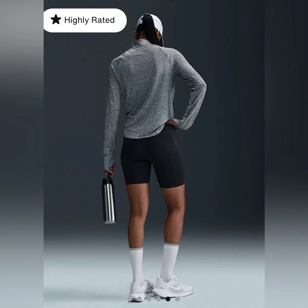 NWT Nike Women’s Large Swift Dri-FIT UV 1/4 Zip Running Top L Gray HQ0499-084